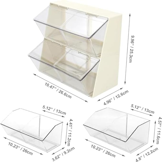 Antole Tea Bag HolderStackable Tea Bag Organizer With LidCoffee Pod HolderTea Station OrganizerMultiPurpose Food Storage Organizer Bins For Sugar PacketCoffeeIn KitchenPantry White - Image 3