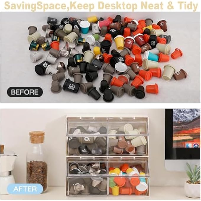 Antole Tea Bag HolderStackable Tea Bag Organizer With LidCoffee Pod HolderTea Station OrganizerMultiPurpose Food Storage Organizer Bins For Sugar PacketCoffeeIn KitchenPantry White - Image 4