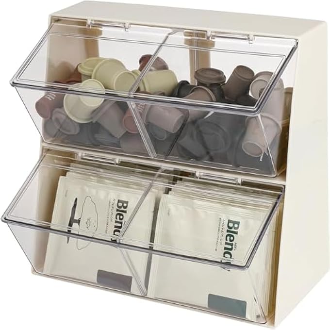 Antole Tea Bag HolderStackable Tea Bag Organizer With LidCoffee Pod HolderTea Station OrganizerMultiPurpose Food Storage Organizer Bins For Sugar PacketCoffeeIn KitchenPantry White - Image 2