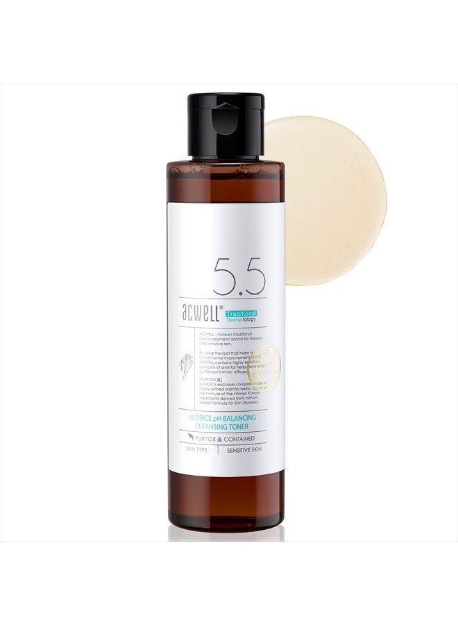 ACWELL Licorice pH Balancing Korean Toner for Cleansing 5.07 fl.oz. - Alcohol-Free PH5.5 Hydrating Facial Astringent - Skin Clearing, Reduce Pigmentation, Acne and Dark Spots - Image 1