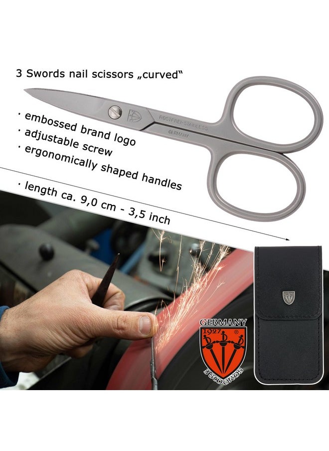 3 Swords Germany - Brand Quality Stainless Steel Inox Curved Nail Scissors (1 Piece) With Case For Manicure Pedicure Nail Care By 3 Swords Made In Germany - Image 1