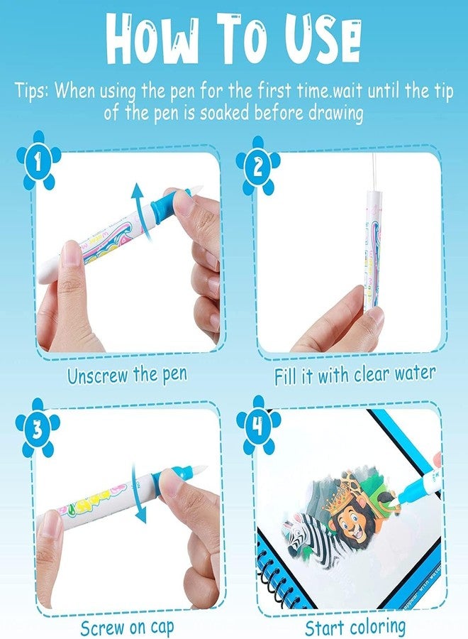 FEWORLD Water Coloring Reusable Books for Toddlers, Magic Paint with Water Doodle Book Toys,Paint with Water Books,Mess-Free Coloring Book,Portable Educational Doodle 1 Pcs. - Image 4