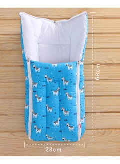 babyhug Babyhug 100% Cotton Sleeping Bag & Carry Nest, Zebra Print, Blue, Cozy Design 0-6M, L70xB28cm  - Image 2