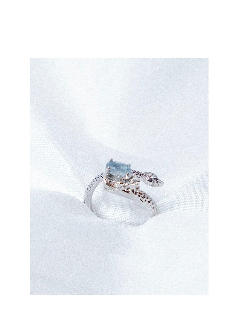 hiwonka Free Size,Fashion Natural Healing Aquamarine Crystal Dragon Ring,Men's and Women's Boys and Girls,Best Gifts - Image 1