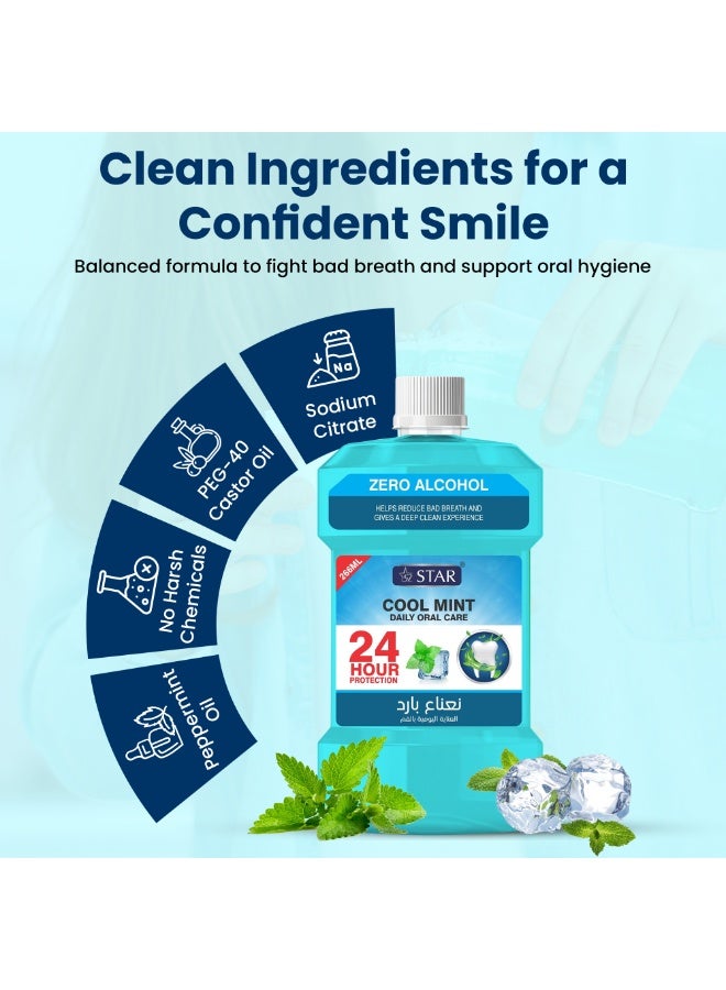 SZ Star Fresh Mouthwash – Cool Mint Flavour for Long-Lasting Fresh Breath & Oral Hygiene | Fights Bad Breath, Plaque & Bacteria | Gentle & Alcohol-Free | Daily Use for Sensitive Mouths (266ml) - Image 3