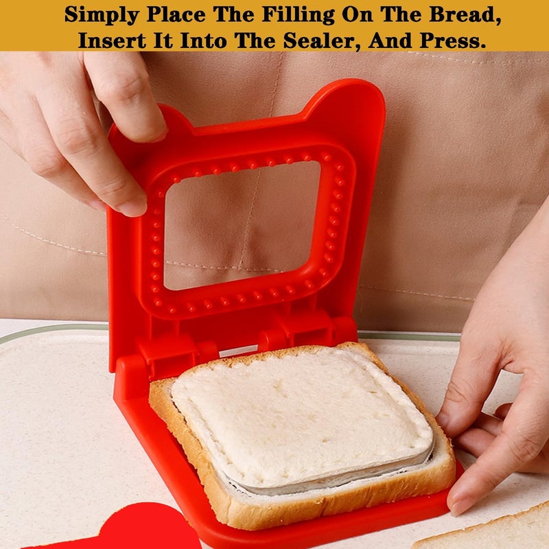 JEJDA JEJDA Sandwich Cutter and Sealer Set Square Decruster Sandwich Maker Bread Toast Breakfast Making Mold and Sealer for Kids for Cookie Cutters Baking Tools and Accessories Pack of 1  - Image 4