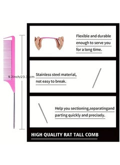 ORiTi 3 Pieces Hair Styling Comb Set Teasing Hair Rat Tail Comb Edge Brush for Edge and Back Brushing, Combing Slicking Hair Black  - Image 2