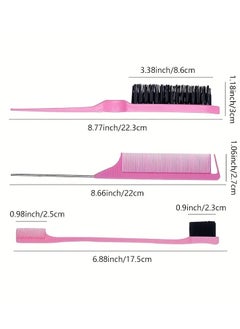 ORiTi 3 Pieces Hair Styling Comb Set Teasing Hair Rat Tail Comb Edge Brush for Edge and Back Brushing, Combing Slicking Hair Black  - Image 4