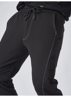 Maniac Mens Solid Stich Line 95% Polyester 5% Lycra French Terry fabric Black Slim Fit Trackpant  - Image 4