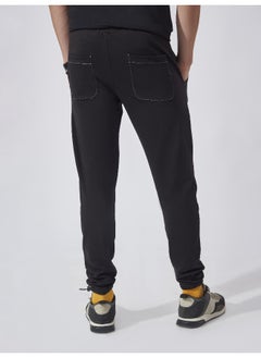 Maniac Mens Solid Stich Line 95% Polyester 5% Lycra French Terry fabric Black Slim Fit Trackpant  - Image 3