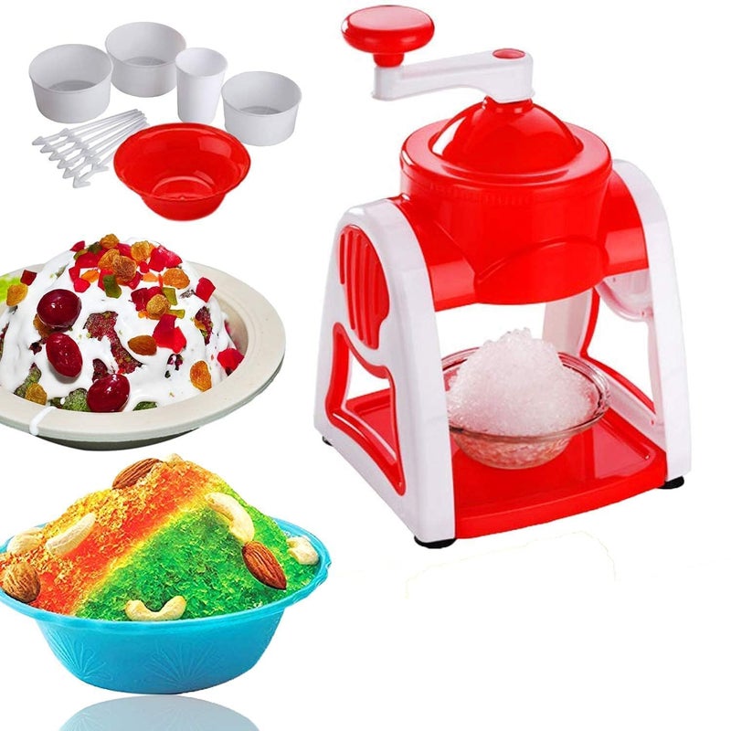 RGKJAS RGKJAS Portable Manual Ice Crusher Gola Maker with 3 Bowls 6 Sticks 1 Glass Dish NonElectric Slush Snow Maker for Home Summer Refreshments Baraf ka Gola Banane wali Machine Multicolor  - Image 1