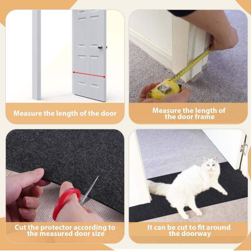Oroonoko Carpet Protector for Pets Cat Carpet Protector for Doorway, Anti Scratch Under Door Cat Scratch Protector Mat, Felt Surface Easy to Cut Plastic Stopper (Grey, 3.6FT-Felt 1 Pack) - Image 4