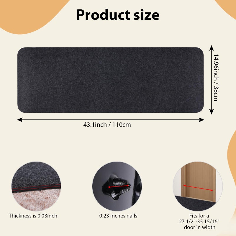 Oroonoko Carpet Protector for Pets Cat Carpet Protector for Doorway, Anti Scratch Under Door Cat Scratch Protector Mat, Felt Surface Easy to Cut Plastic Stopper (Grey, 3.6FT-Felt 1 Pack) - Image 3