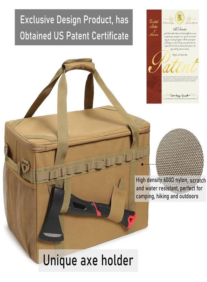 Lemubeane Tactical Camping Storage Bag Utility Tote Bag Organizer with Axe Holder & Shoulder Strap (Coyote Brown, Large (46L)) - Image 2