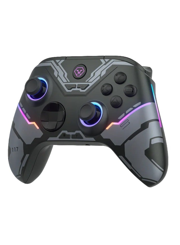 AOLION Wireless Controller, Compact And Portable RGB Lighting PC Controller, Enhanced Gaming Controller With Hall Linear Trigger For Windows PC, Android, Steam And Switch, (1pc Black And Grey) - Image 1