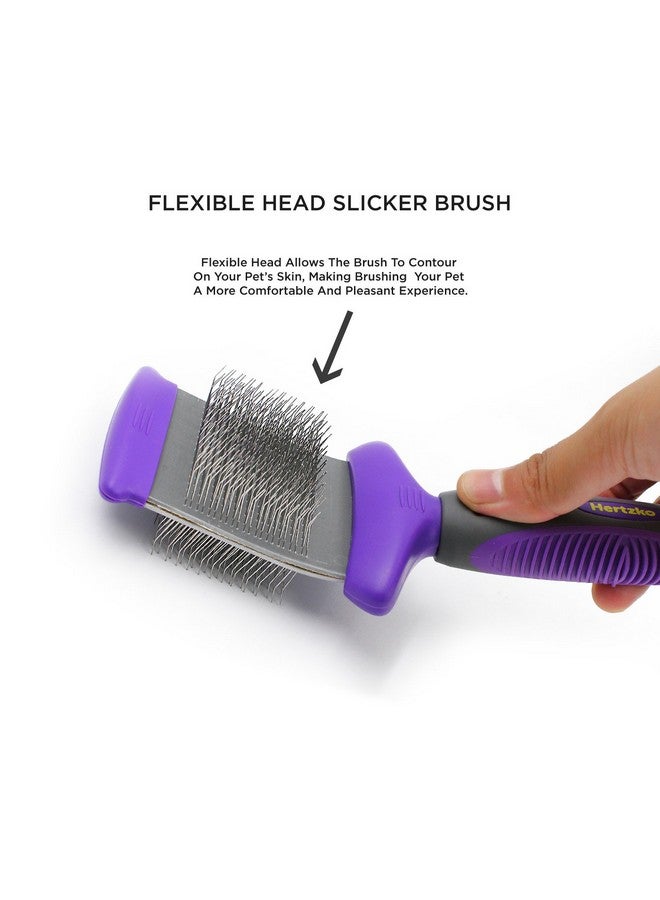 HERTZKO Double Sided Flexible Slicker Brush Removes Loose Hair, Tangles, and Knots, Flexible Head Contours on Your Pet’s Skin - Suitable for Dogs and Cats (Double Sided Brush) - Image 3