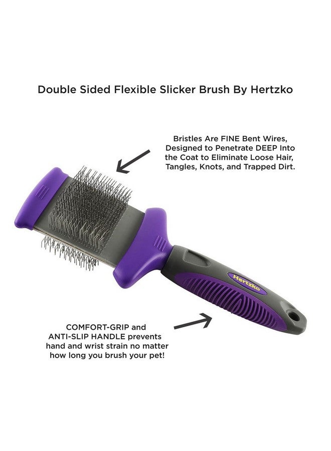 HERTZKO Double Sided Flexible Slicker Brush Removes Loose Hair, Tangles, and Knots, Flexible Head Contours on Your Pet’s Skin - Suitable for Dogs and Cats (Double Sided Brush) - Image 4