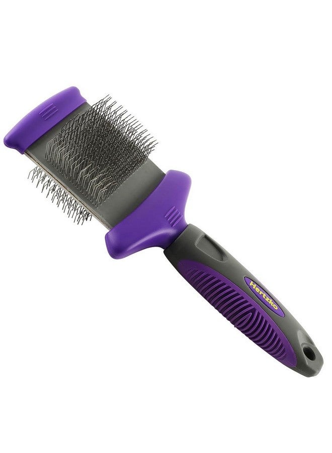 HERTZKO Double Sided Flexible Slicker Brush Removes Loose Hair, Tangles, and Knots, Flexible Head Contours on Your Pet’s Skin - Suitable for Dogs and Cats (Double Sided Brush) - Image 1