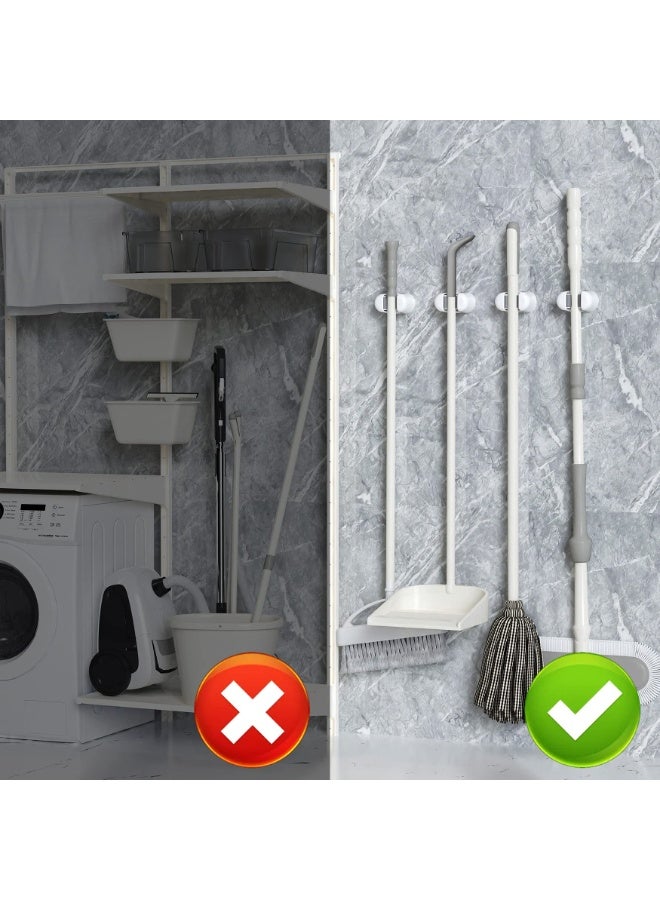 Broom Holder, 2PCS Wall Mount Mop Organizer Gripper, Self-adhesive Cleaning Suppliers Hanger Stands Rack for Bathroom, Kitchen, Garden, Garage Organization Storage - Image 2