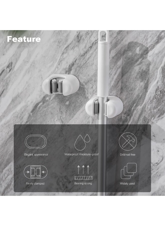 Broom Holder, 2PCS Wall Mount Mop Organizer Gripper, Self-adhesive Cleaning Suppliers Hanger Stands Rack for Bathroom, Kitchen, Garden, Garage Organization Storage - Image 3