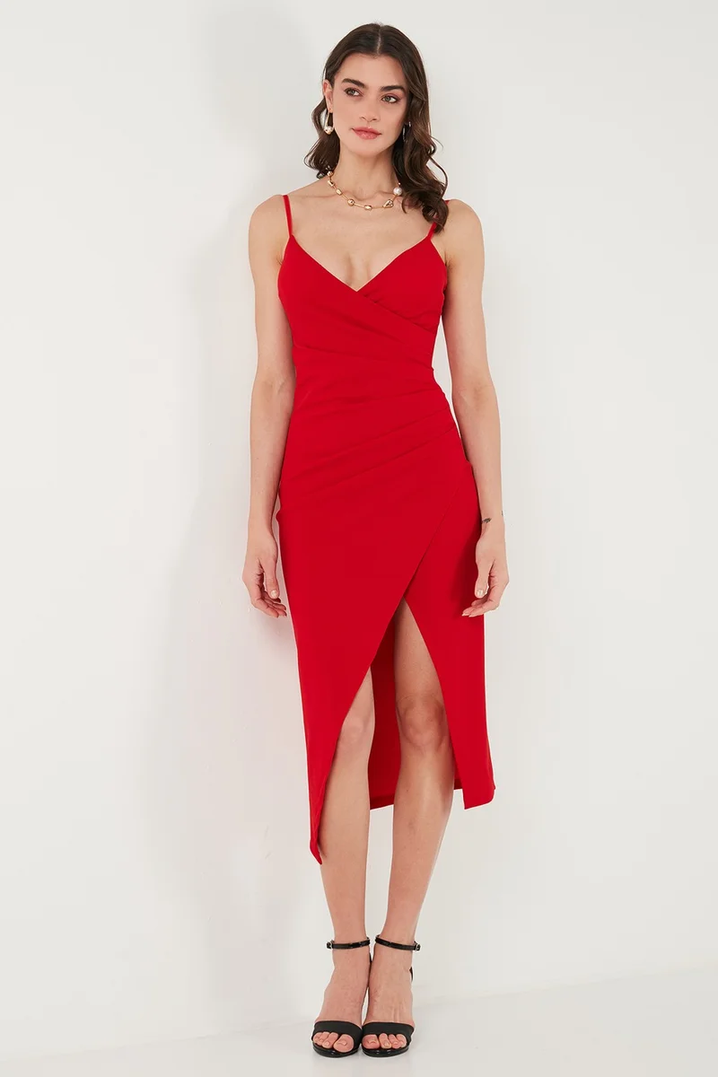 ليلا Asymmetrical Red Dress