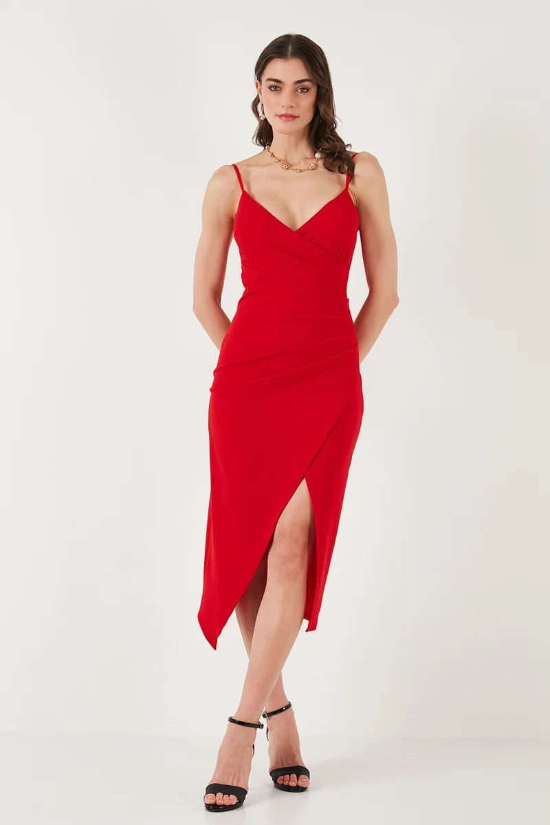 ليلا Asymmetrical Red Dress