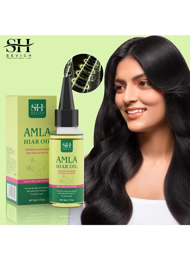 Amla Hiar Oil，Healthy Hair Moisturized Scalp，Natural & Vegan，Promotes Thicker，Fuller, Shinier Hair for Men and Women（50ml）
