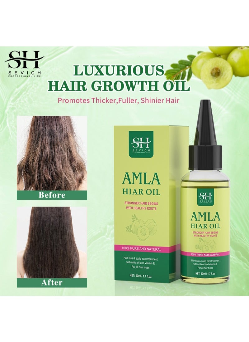 Amla Hiar Oil，Healthy Hair Moisturized Scalp，Natural & Vegan，Promotes Thicker，Fuller, Shinier Hair for Men and Women（50ml）