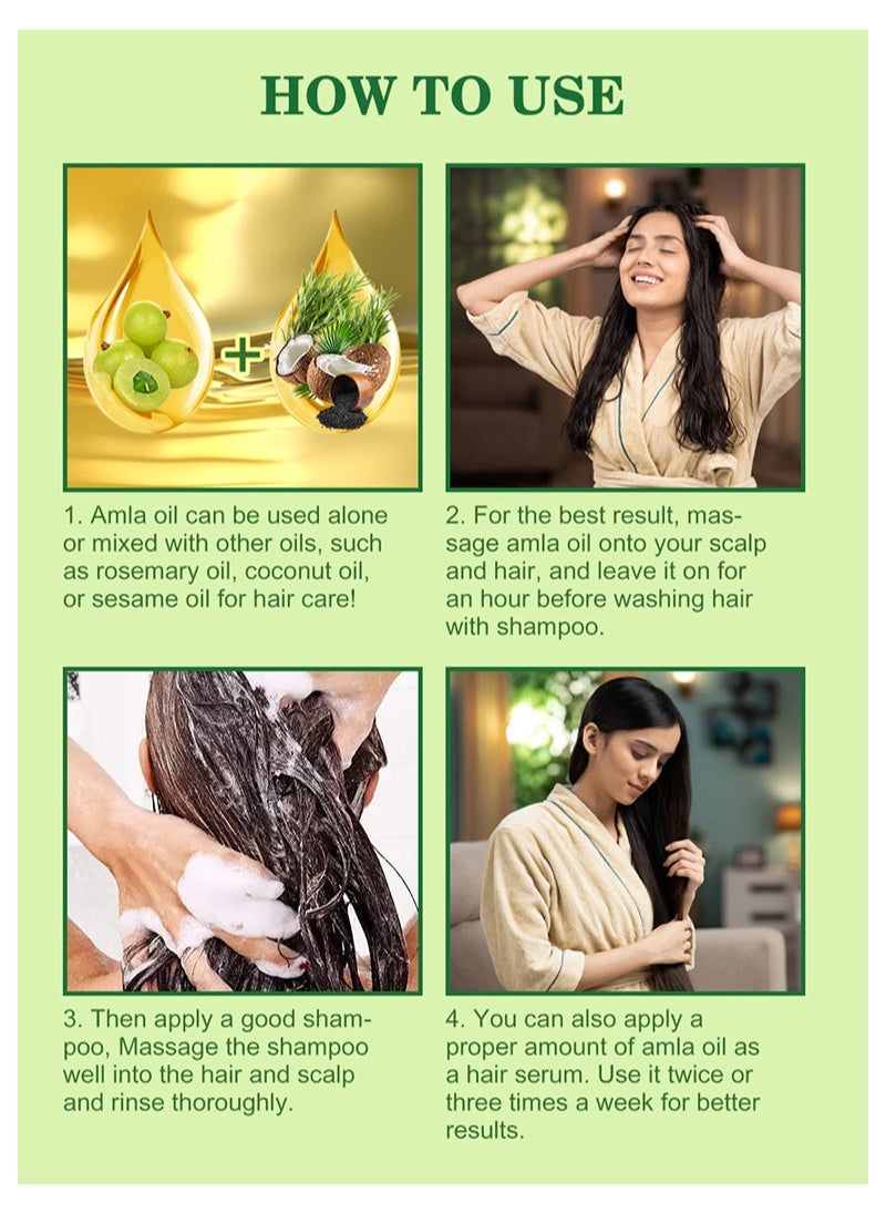 Amla Hiar Oil，Healthy Hair Moisturized Scalp，Natural & Vegan，Promotes Thicker，Fuller, Shinier Hair for Men and Women（50ml）