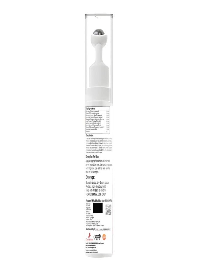Zenius India Zenius Under Eye Roll on Serum | Brightening & Repairing Under Eye Cream | With Vitamin E for Dark Circles, Puffiness - Image 2