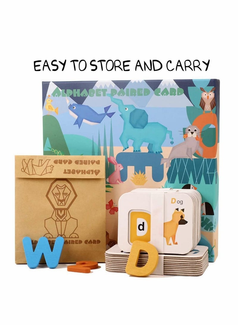 Learning Flash Card, Kid Alphabet Number Animal Matching with ABC Wooden Block, Preschool Game Montessori Toys Wooden, Puzzle Gift, Kids Early Education(46 pcs) - Image 5