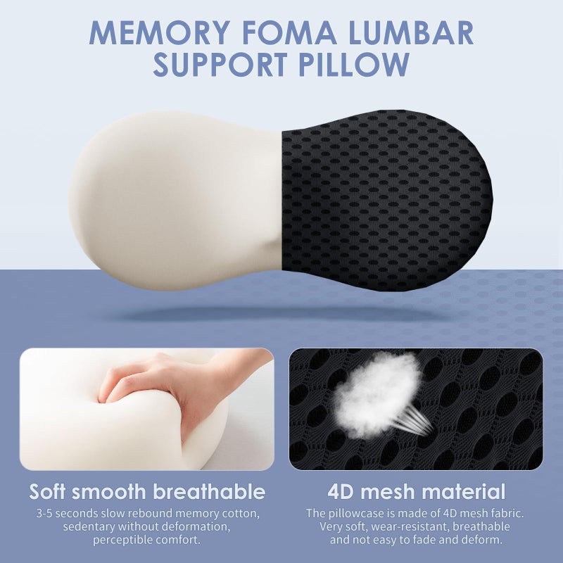 kasney Lumbar Support Pillow, Back Pillow for Low Back Pain Relief, Ergonomic Streamline Car Seat, Office Chair, Recliner and Bed (Black) - Image 2