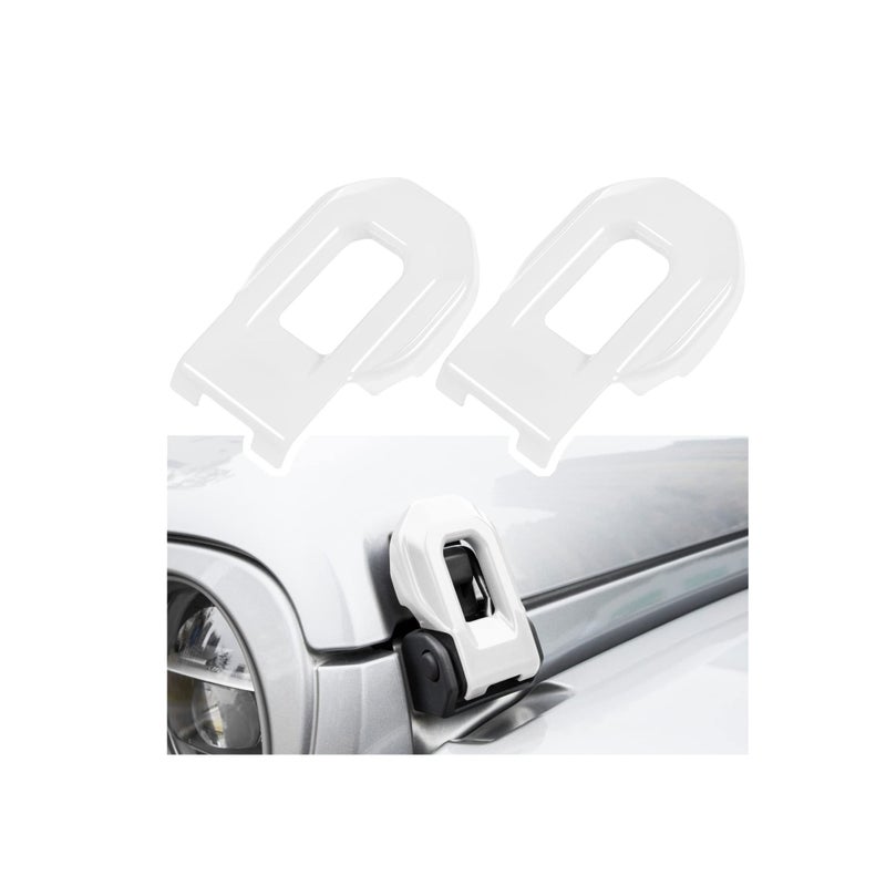 Barakah Hood Latch Lock Catch Brackets Cover for 2018-2022 Jeep Wrangler JL JLU Unlimited Sports Freedom Sahara Rubicon Gladiator JT 2-Door & 4-Door Exterior Accessories Decoration (White 2PCS) - Image 1