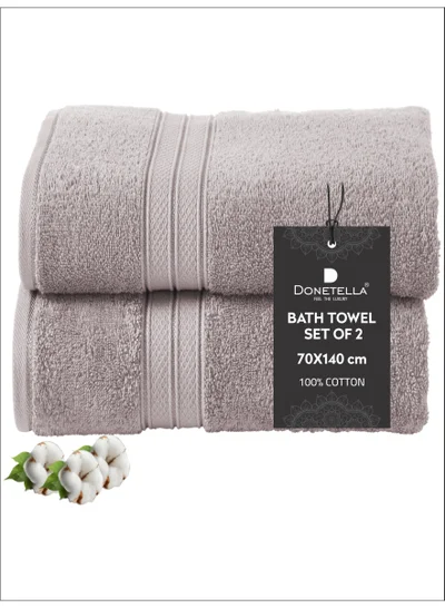Donetella Premium 100 % Combed Cotton 2-Pcs Bath Towel Set (70 X 140 CM) 600 GSM Large Towel, Highly Absorbent, Quick Dry,Best Towel for Bathroom, Spa And Hotel,