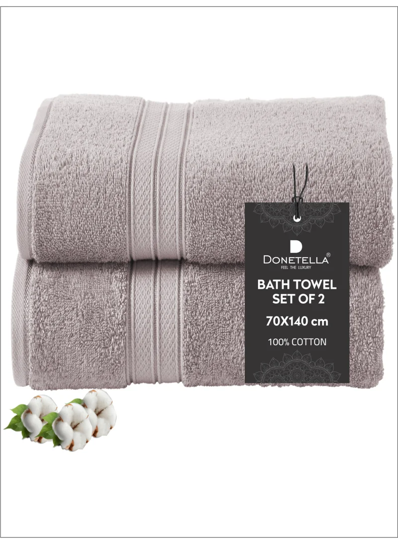 Donetella Premium 100 % Combed Cotton 2-Pcs Bath Towel Set (70 X 140 CM) 600 GSM Large Towel, Highly Absorbent, Quick Dry,Best Towel for Bathroom, Spa And Hotel,
