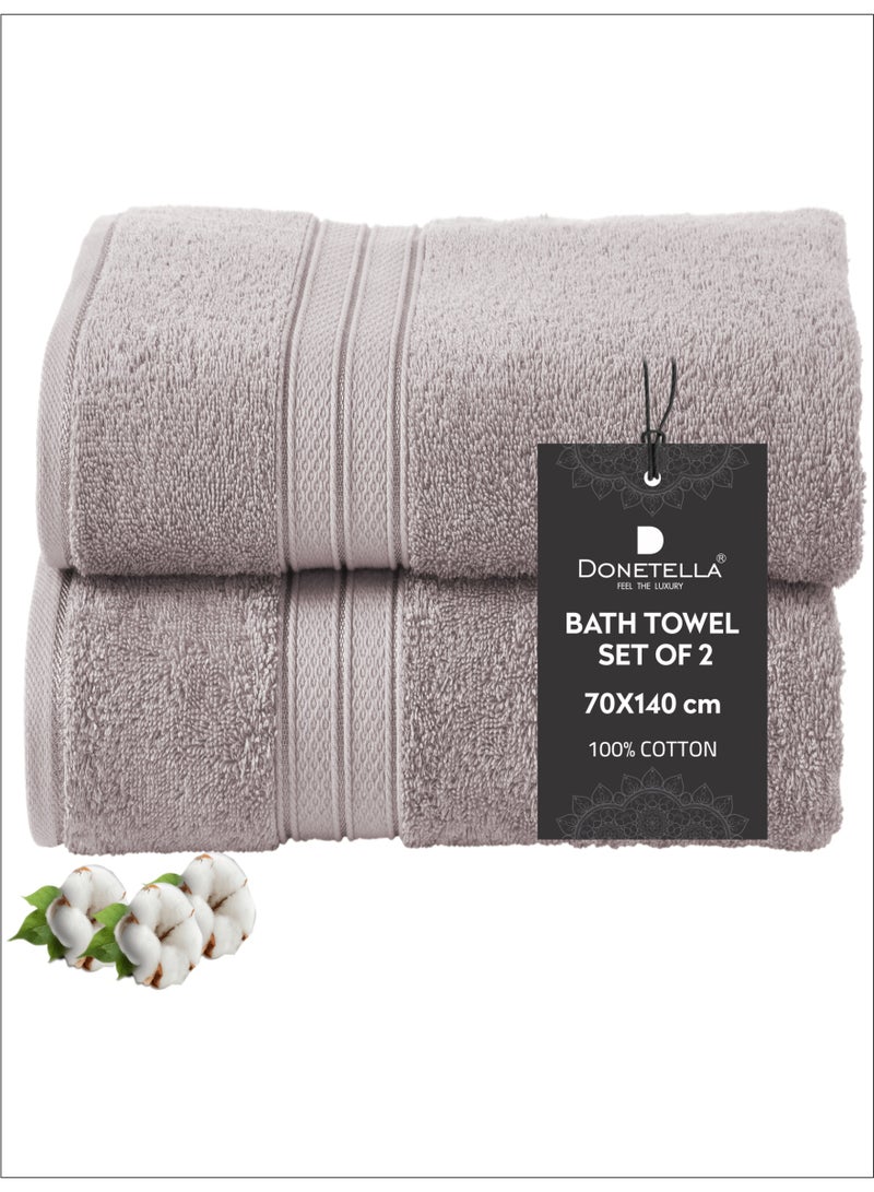 دوناتيلا طقم فوط حمام قطن ممشط 100% 2 قطعة (70 * 140 سم) 600 جم منشفة كبيرة ، ماصة للغاية ، سريعة الجفاف ، أفضل منشفة للحمام والسبا والفندق - Image 1