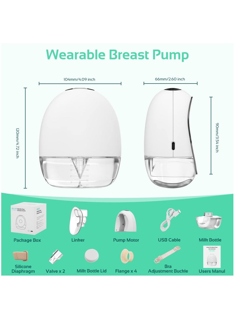 Hands-Free Electric Double Breast Pump - Portable, Adjustable Suction, LCD Display, Low Noise, Memory Function, 16-24mm, 1 Pack