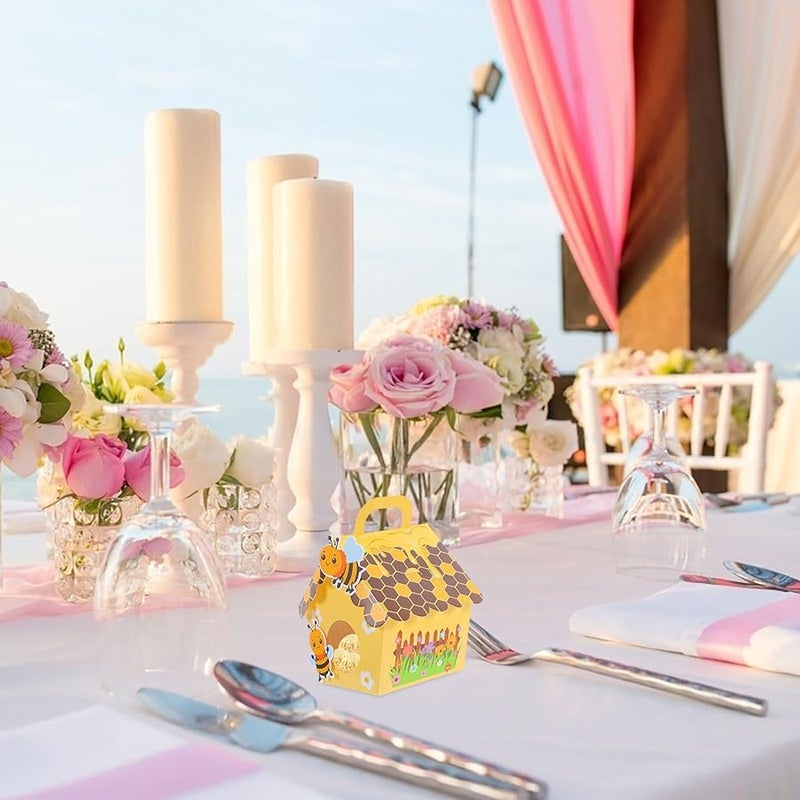 علب حلوى زفاف النحل 20 قطعة حوامل حلوى صفراء مستلزمات حفل الاستحمام للعروس - Image 5