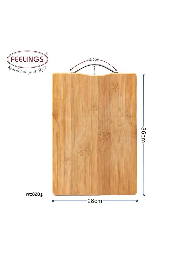 Feelings FEELINGS Rectangle Wooden Chopping Board Bamboo Cutting Board 36x26x1.8cm | Chopping Board | Cutting Board | Wooden Cutting Board | Charcuterie Board  - Image 2