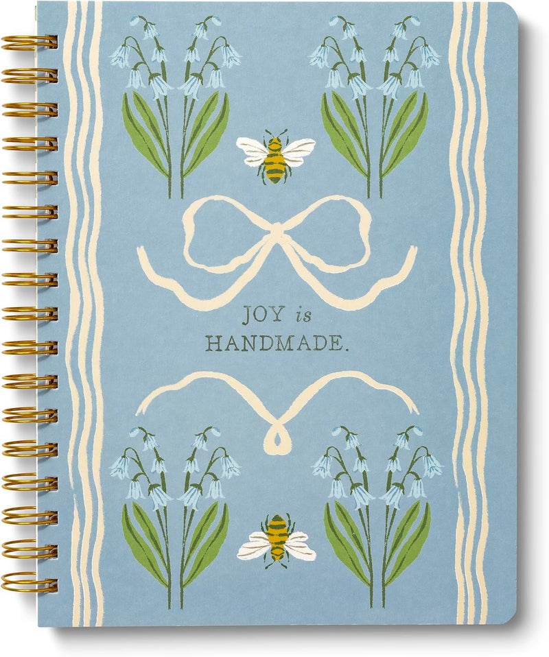 Compendium Spiral Notebook — Joy Is Handmade. — A Designer Spiral Notebook with 192 Lined Pages, College Ruled, 7.0"W x 9.25"H - Image 1