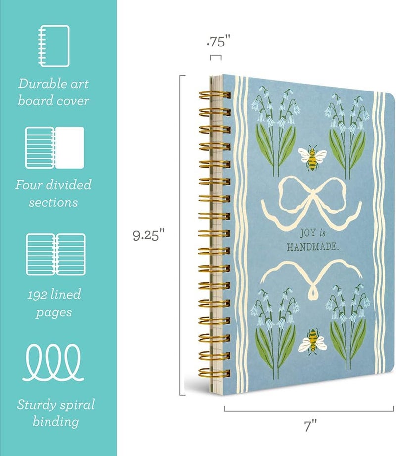 Compendium Spiral Notebook — Joy Is Handmade. — A Designer Spiral Notebook with 192 Lined Pages, College Ruled, 7.0"W x 9.25"H - Image 2