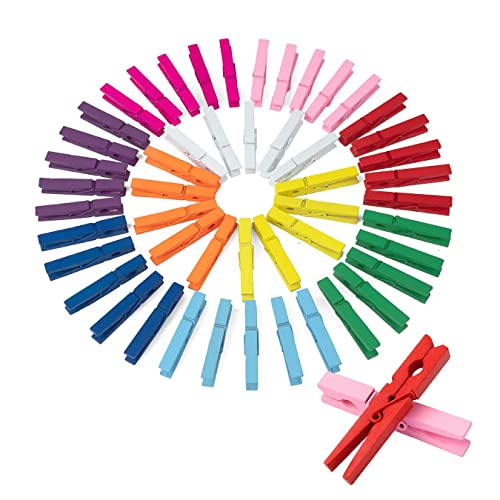 Lakeer 50 Pcs Colourful 45mm Wooden Clips for Photo Hanging/Holding, Party Decoration, Wall Hanging, Craft DIY Work Home Decoration Pack of 50 Clips - Image 3