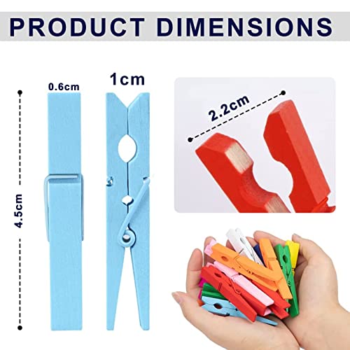 Lakeer 50 Pcs Colourful 45mm Wooden Clips for Photo Hanging/Holding, Party Decoration, Wall Hanging, Craft DIY Work Home Decoration Pack of 50 Clips - Image 2