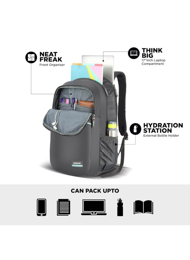 American Tourister ACTON 5 Compartment Laptop Backpack, 33L with Spacious Interiors and Multiple Compartments with Rain Cover, Laptop Backpack for Unisex - GREY, Gifts for Unisex and Kids, College Bag - Image 2