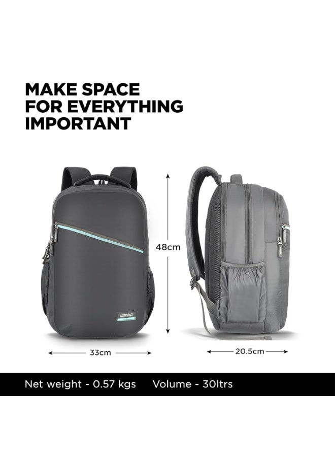 American Tourister ACTON 5 Compartment Laptop Backpack, 33L with Spacious Interiors and Multiple Compartments with Rain Cover, Laptop Backpack for Unisex - GREY, Gifts for Unisex and Kids, College Bag - Image 3