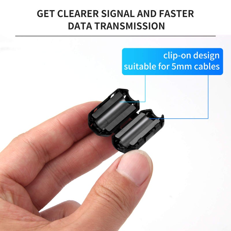 JIAKAI Ferrite Ring Core Black Rfi Emi Noise Suppressor Cable Clip-20Pcs - Image 4