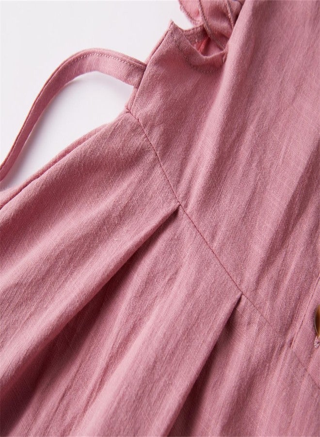 Niyage Girls Flutter Sleeve Dress Toddler Elegant Ruffle Button Down Casual Dresses Dusty Rose 130 - Image 5