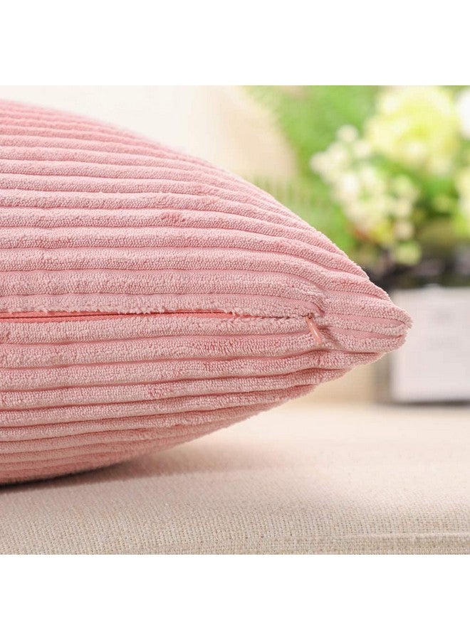 Guffaw / Corduroy/Stripped/Luxury Cushion Covers Standard Size 16"X16" Inches (Peach, 5), 340 TC - Image 3