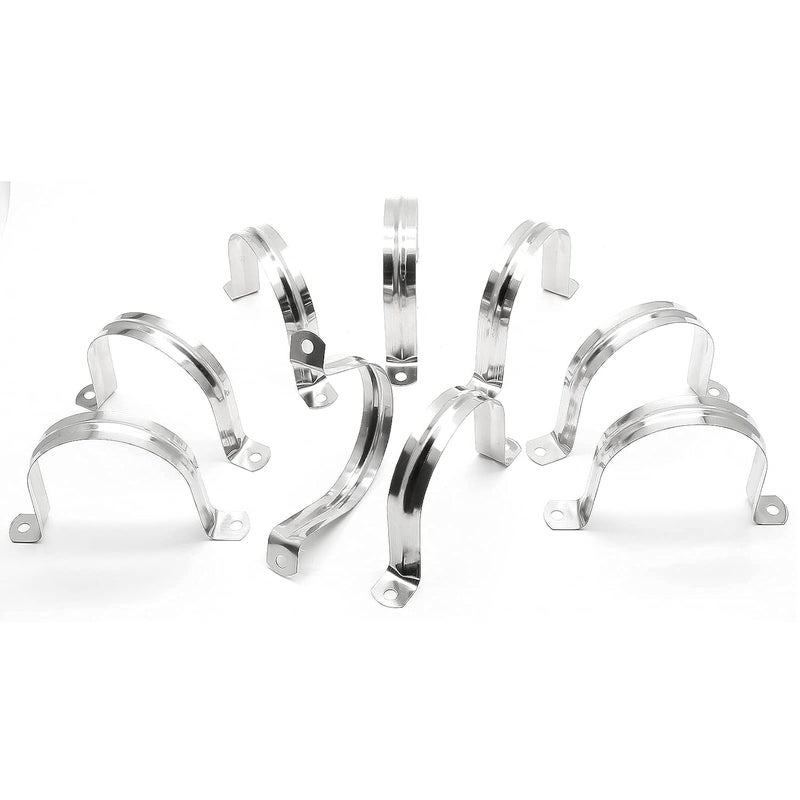 Jersvimc 10Pcs 3 Inch Stainless Steel Large Conduit Clamps, Two Hole Strap U Bracket Rigid Pipe Strap Metal U Clamp Conduit Strap Tension Clips U-tube Clamp Heavy Duty - Image 2