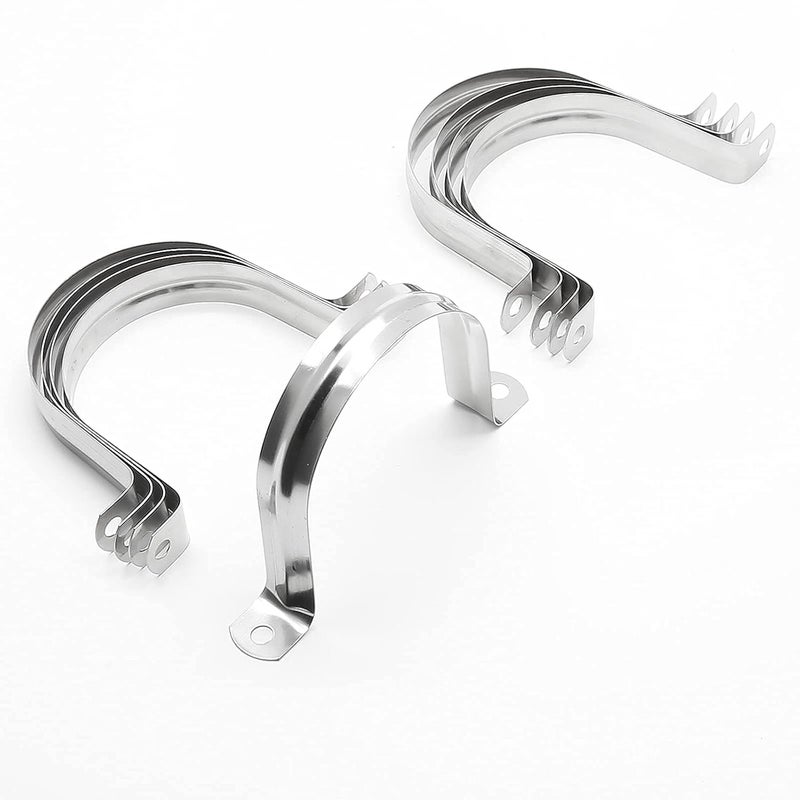 Jersvimc 10Pcs 3 Inch Stainless Steel Large Conduit Clamps, Two Hole Strap U Bracket Rigid Pipe Strap Metal U Clamp Conduit Strap Tension Clips U-tube Clamp Heavy Duty - Image 1